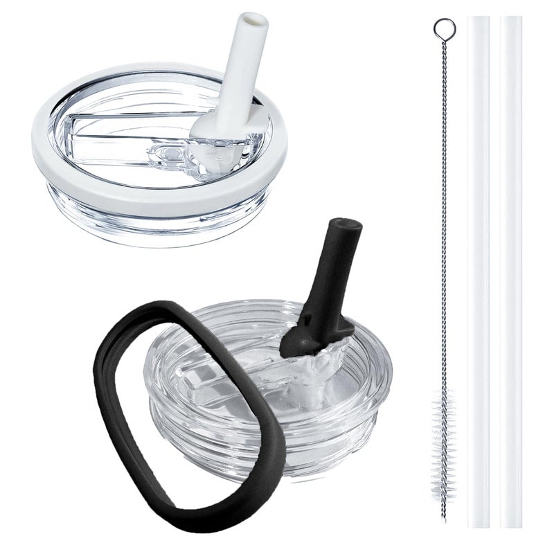 Aooiiysd 2 Pack 40oz Stanley Cup Lid, for Stanley Quencher H2.0 Cup Accessories, Spill-Proof Design, Food-Grade Heat Resistant Material (White and Black Set) - Image 1